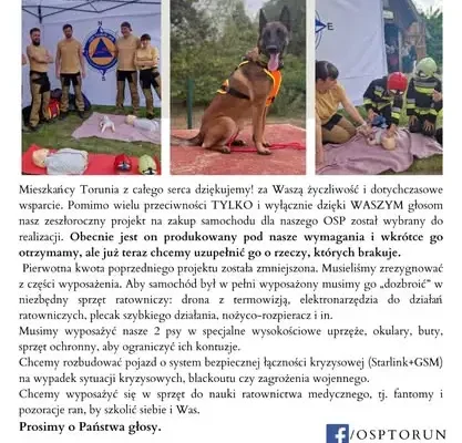OSP Toruń Jar walczy o budżet obywatelski – potrzebne głosy na doposażenie