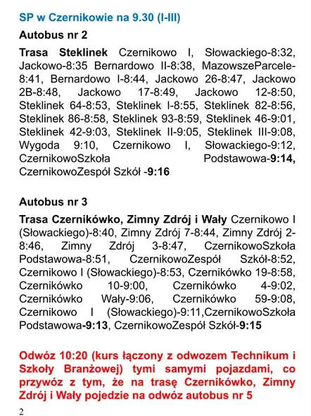 Rozpoczęcie roku szkolnego 2026/2027 w Czernikowie – harmonogram dowozów