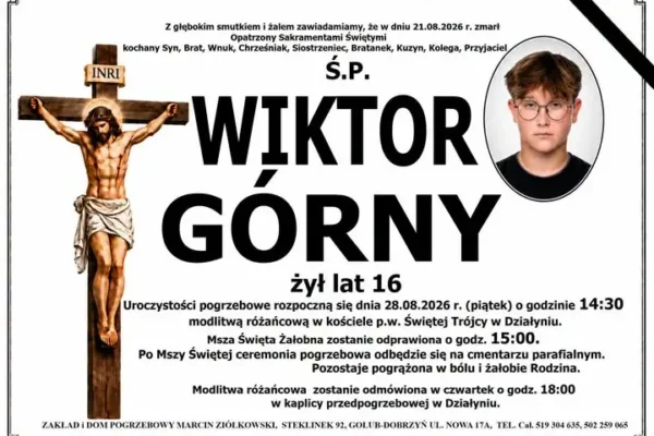 Pożegnanie 16-letniego ucznia – uroczystości pogrzebowe w Działyniu