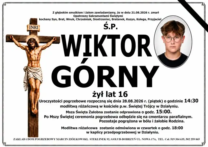 Pożegnanie 16-letniego ucznia – uroczystości pogrzebowe w Działyniu