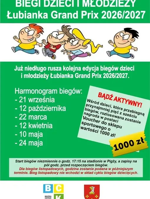 Łubianka Grand Prix 2026/2027 – rusza nowy cykl biegów dla dzieci i młodzieży