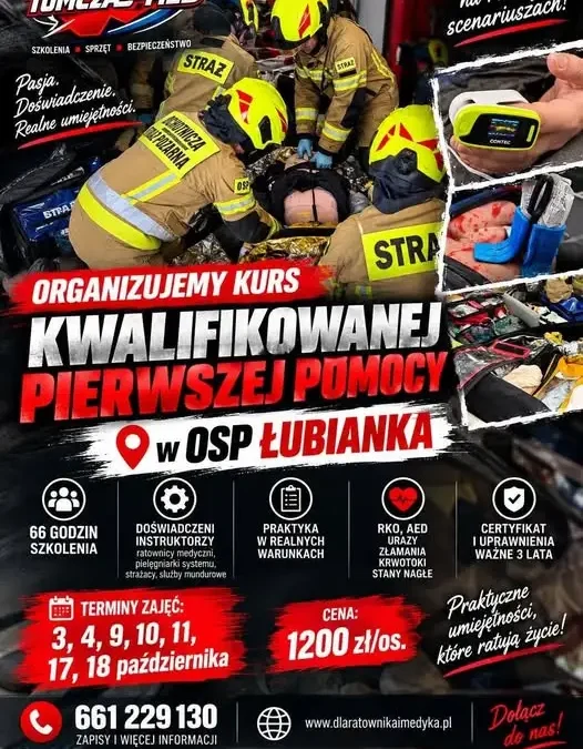 Kurs Kwalifikowanej Pierwszej Pomocy w OSP Łubianka – ruszyły zapisy
