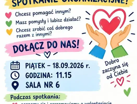 Szkolne Koło Wolontariatu w Obrowie zaprasza na spotkanie organizacyjne