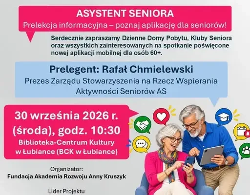 Asystent Seniora na żywo w Łubiance – spotkanie już 30 września
