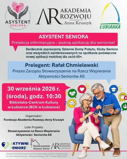 Asystent Seniora na żywo w Łubiance – spotkanie już 30 września