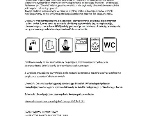 Sanepid: woda w gminie Zławieś Wielka warunkowo przydatna do spożycia