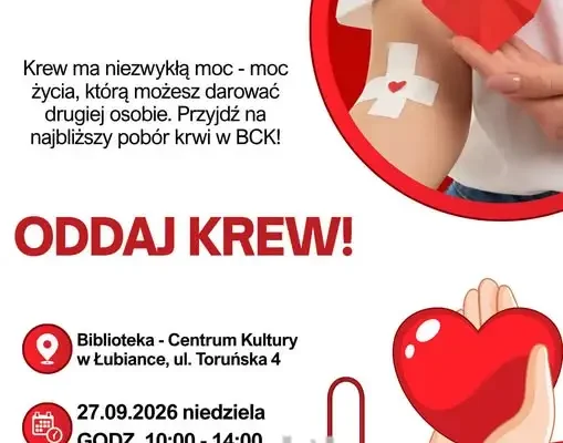Krwiodawstwo w Łubiance – oddaj krew 27 września