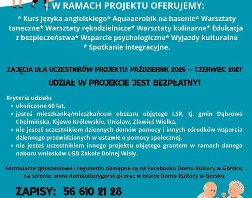 Złota Jesień Aktywności – bezpłatne zajęcia dla seniorów z Gminy Zławieś Wielka