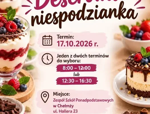 Warsztaty cukiernicze w Chełmży – bezpłatne zajęcia dla dorosłych