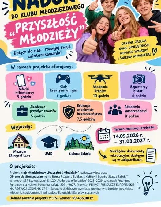 Rusza nabór do Klubu Młodzieżowego „Przyszłość Młodzieży” w gminie Obrowo