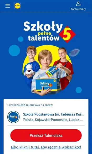 Szkoła w Lubicz Górnym zbiera Talenciaki – akcja trwa do końca października