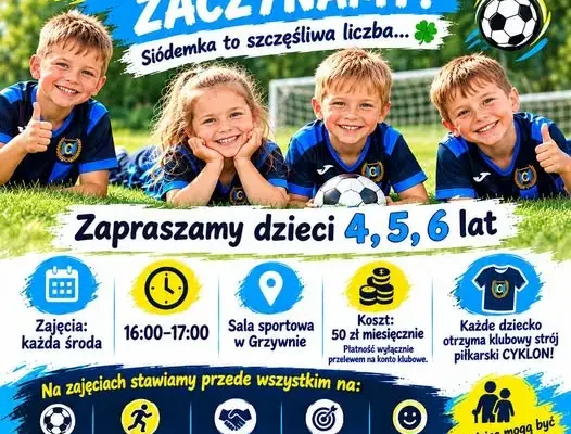 Klub CYKLON z Grzywny zaprasza dzieci na zajęcia piłkarskie – start 7 października