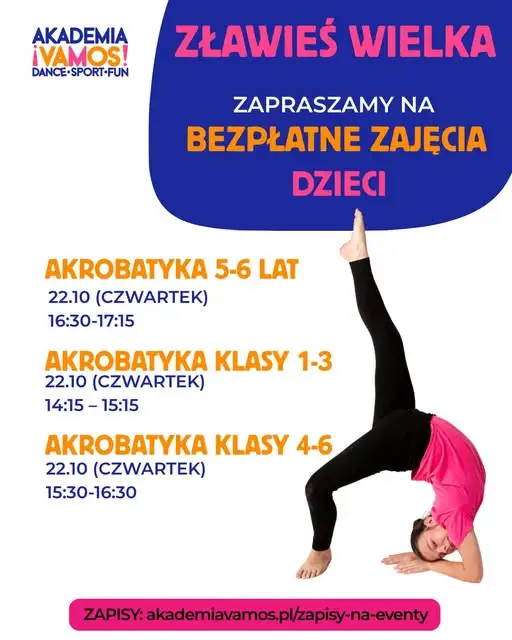 Zławieś Wielka: darmowe zajęcia akrobatyczne dla dzieci w Akademii VAMOS