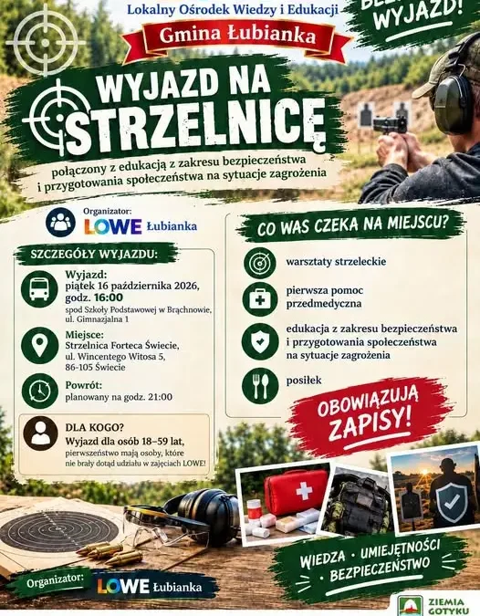 Bezpłatny wyjazd na strzelnicę Forteca Świecie – zapisy trwają
