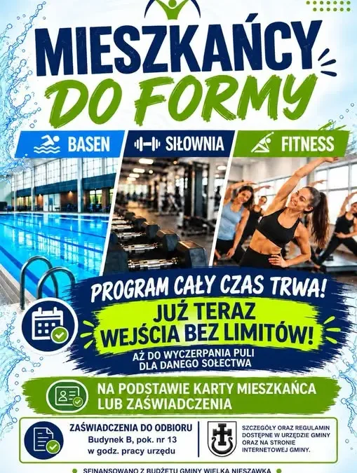 Wielka Nieszawka: ruszył drugi etap programu „Mieszkańcy do Formy” – bez limitu wejść na osobę