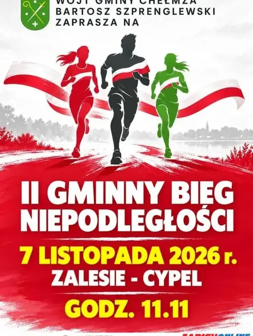 II Gminny Bieg Niepodległości w Gminie Chełmża – zapisy trwają