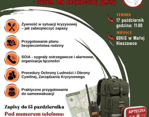 Bezpłatne szkolenie z bezpieczeństwa w Małej Nieszawce – zapisy do 15 października