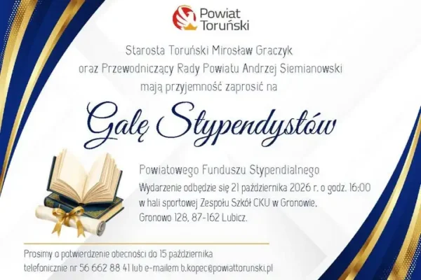 Powiat Toruński zaprasza stypendystów na uroczystą galę