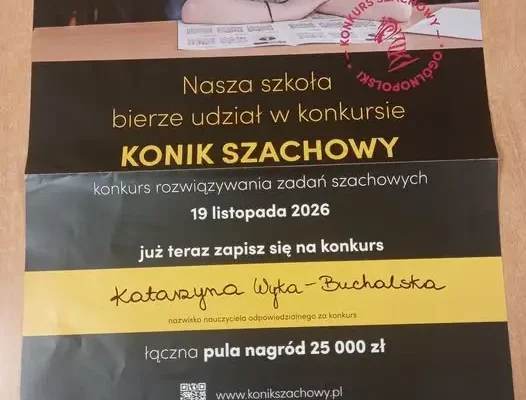 Szkoła zaprasza do Konkursu KONIK SZACHOWY – zapisy do 30 października