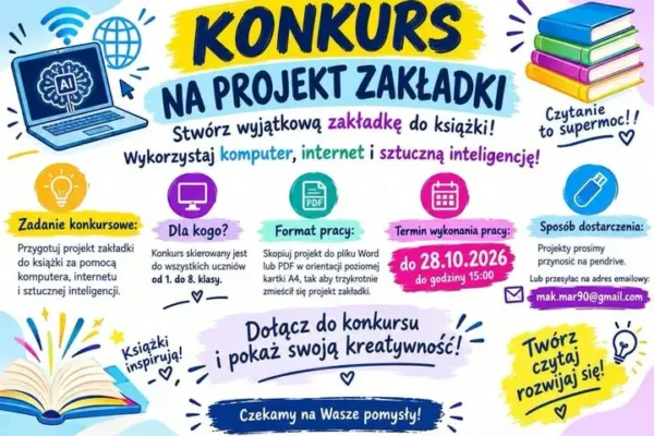 Konkurs na zakładkę do książki w Szkole Podstawowej w Lubiance