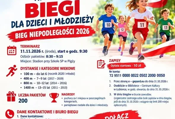 XVIII Bieg Niepodległości w Gminie Łubianka – zapisy trwają