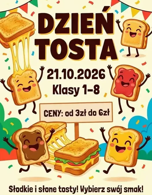 Dzień Tosta w Szkole Podstawowej w Lubiance – Samorząd Uczniowski zaprasza