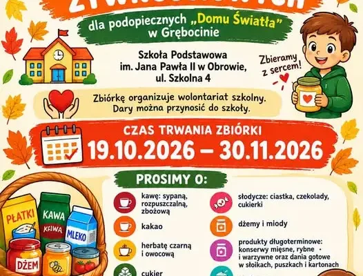 Zbiórka żywności w Obrowie – wsparcie dla Domu Światła w Grębocinie