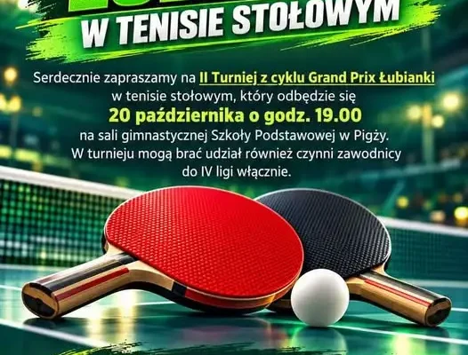 II Turniej Tenisa Stołowego w Pigży – zapisy trwają