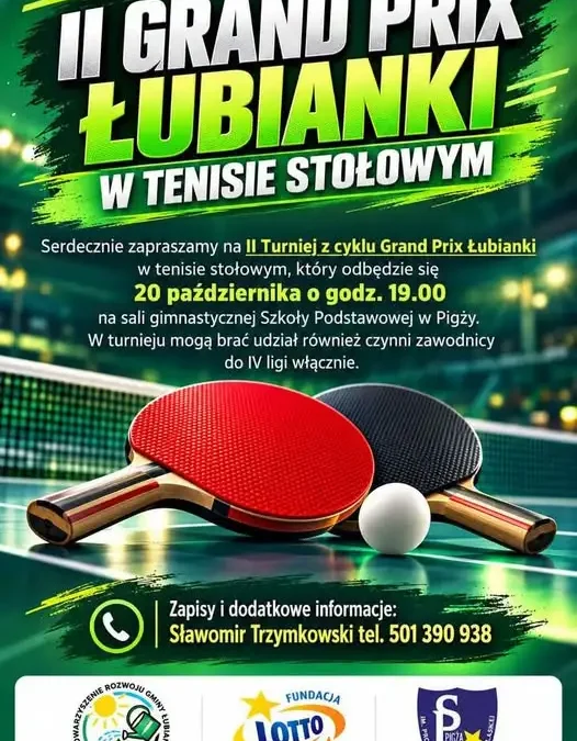 II Turniej Tenisa Stołowego w Pigży – zapisy trwają