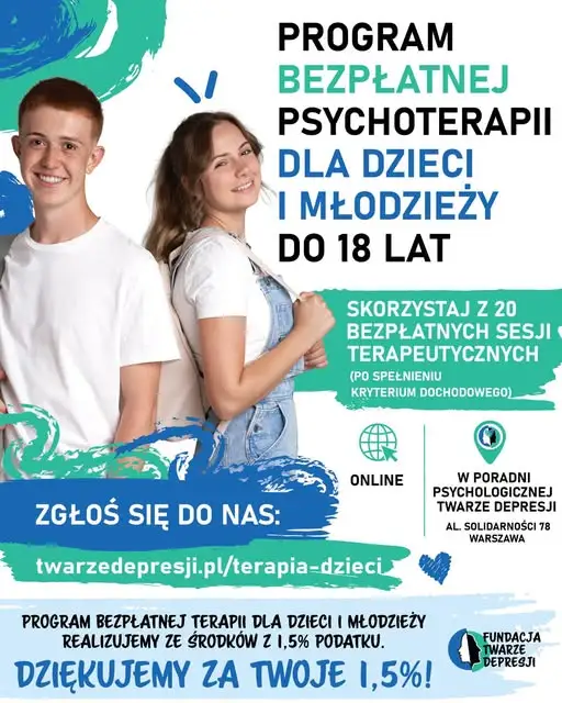 Bezpłatna terapia dla dzieci i młodzieży – nowa inicjatywa szkoły i Fundacji Twarze Depresji