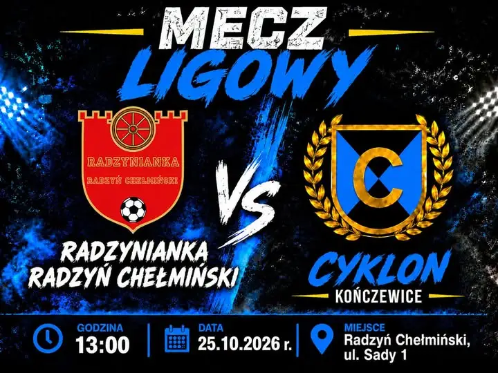 Cyklon Kończewice zagra w Radzyniu Chełmińskim – zaproszenie dla kibiców